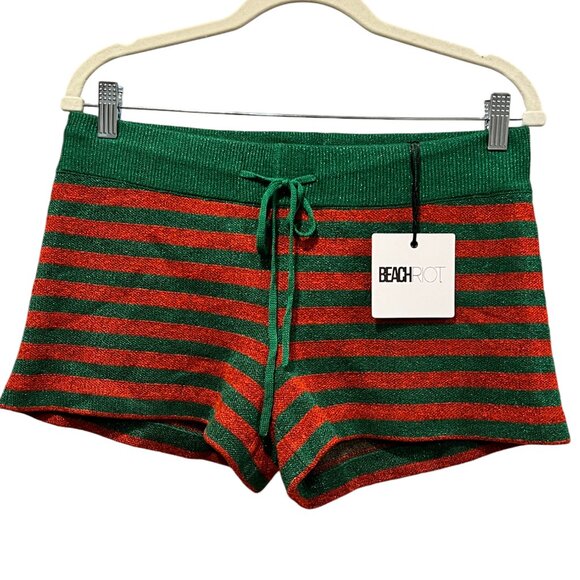 Beach Riot Balboa Holiday Stripe Drawstring Shorts, NWT, Green Red, M - Picture 6 of 8